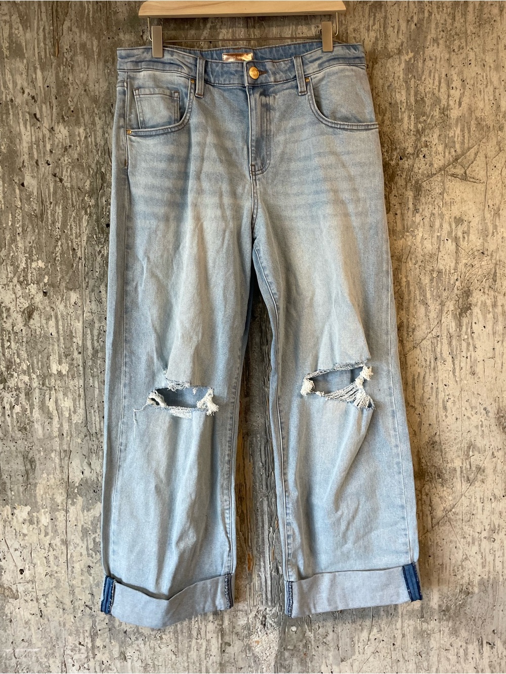 KUT FROM THE KLOTH Women's Gwen Cuff w Knee Rips Jeans Size 8 in Ethical - Picture 2 of 11